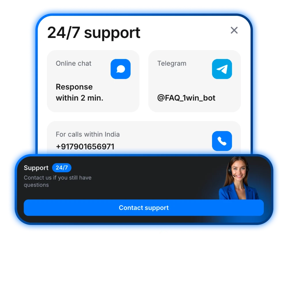 Write 1win Support if you need help.