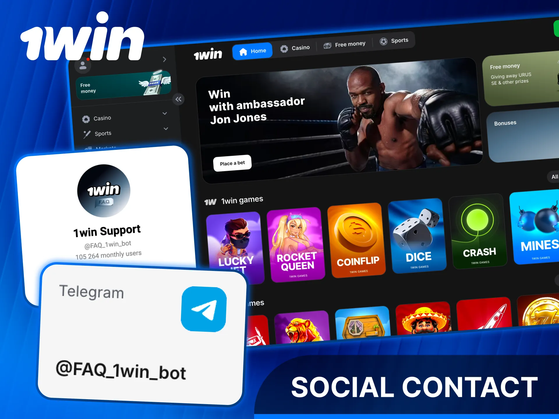 Reach out to 1win Support through messaging apps and social media.