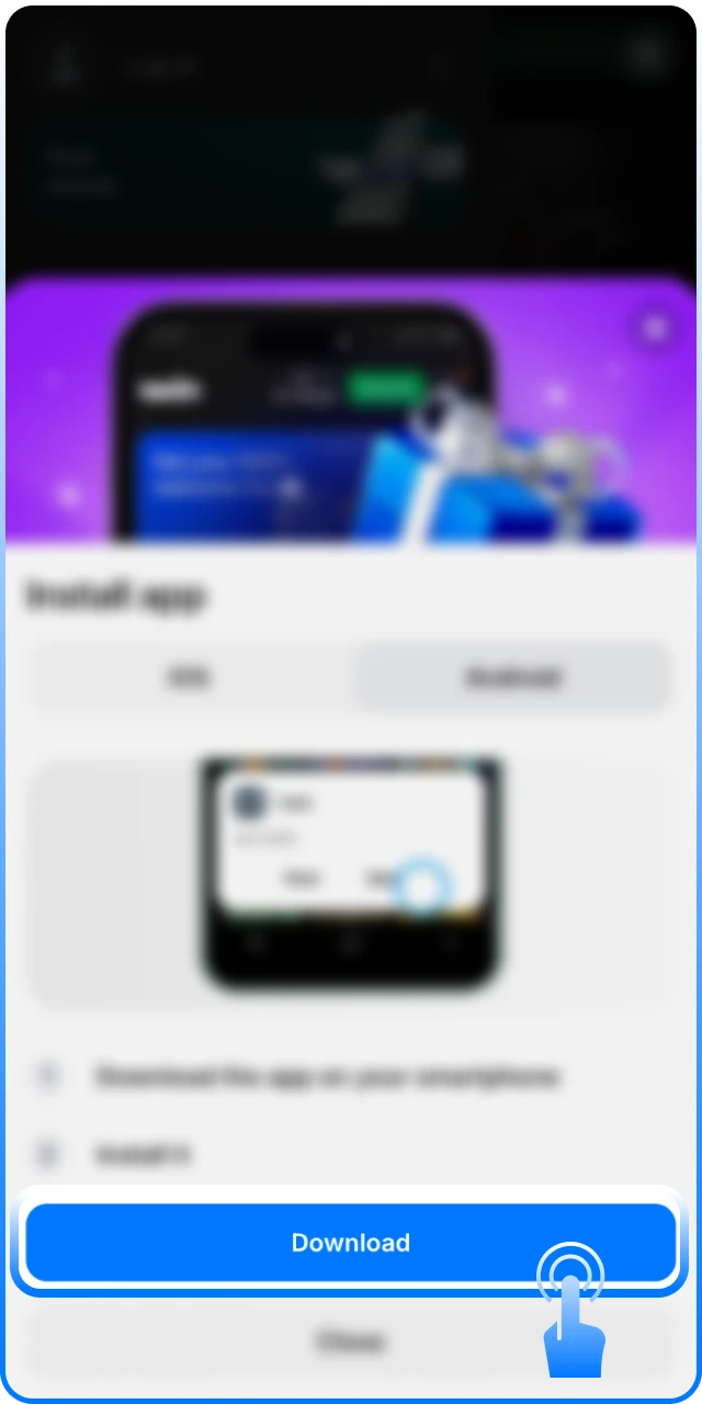 Install the 1win App on Android to start Tennis wagering.