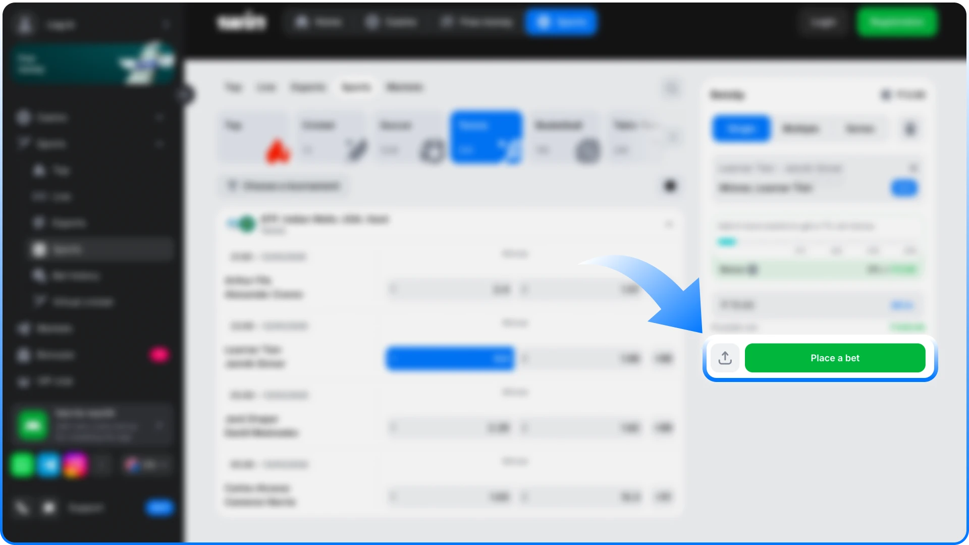 Receive a 1win Tennis betting confirmation to track your match.