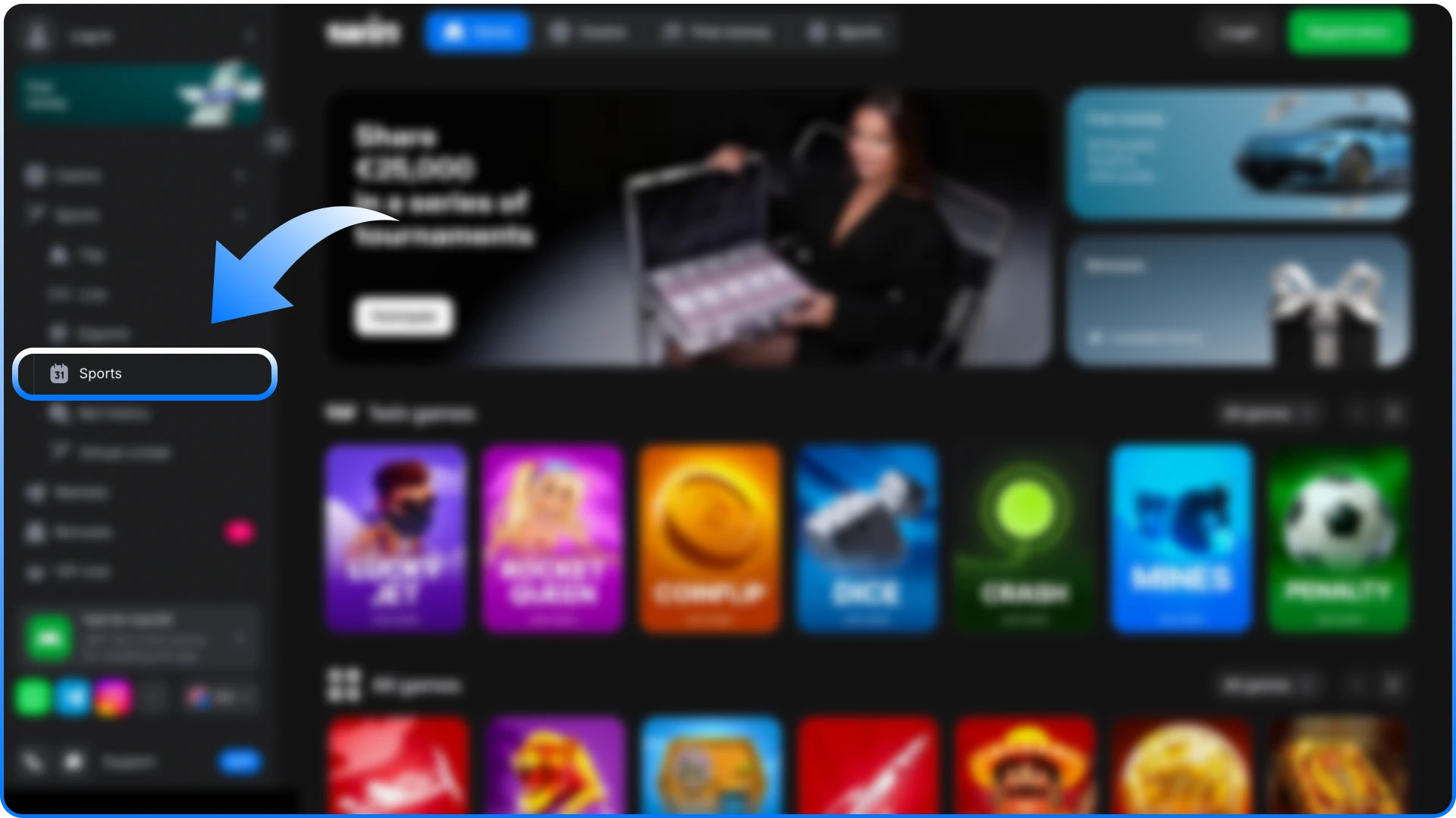 Navigate to the 1win Tennis sports section for live events.